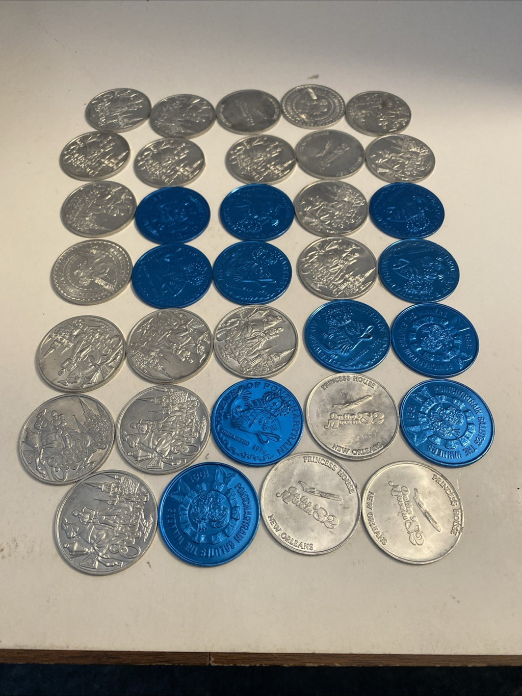 Lot of 34 Mardi Gras Doubloons. Various Years New Orleans.