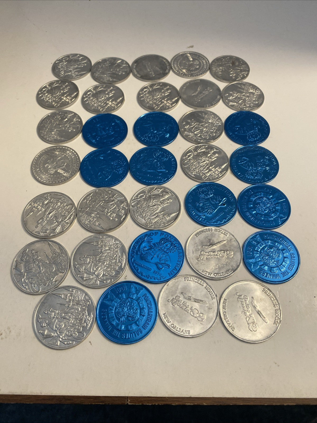 Lot of 34 Mardi Gras Doubloons. Various Years New Orleans.