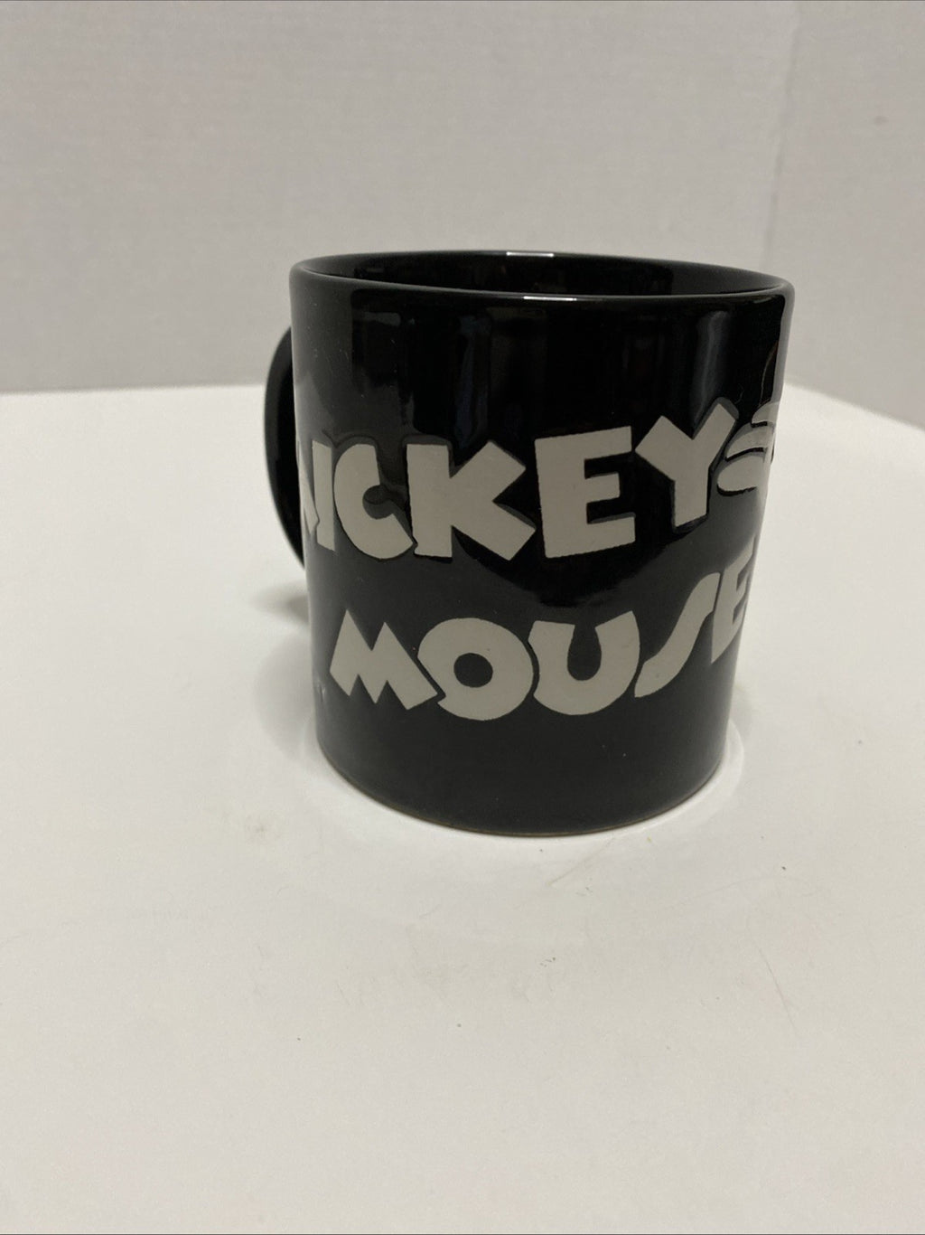 Disney Etched Mickey Mouse Black White 3D Print Coffee Mug Cup 12oz Retro Look