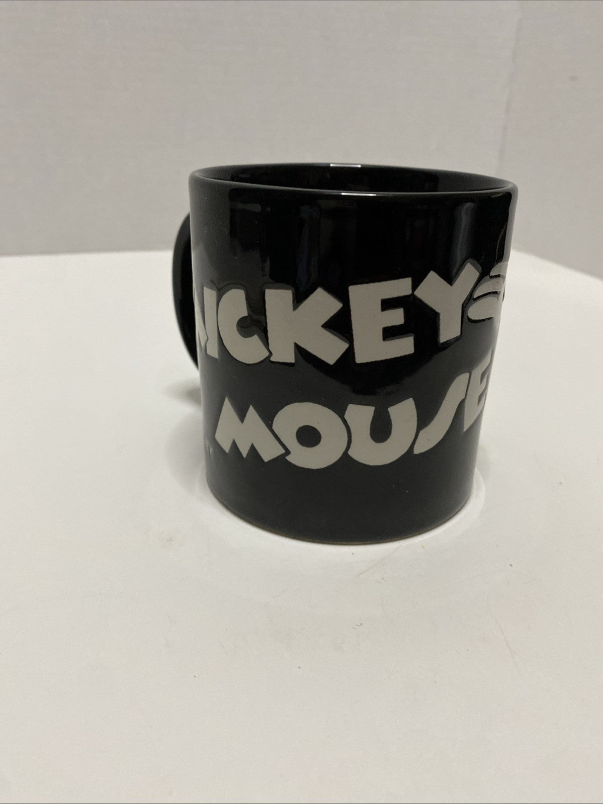 Disney Etched Mickey Mouse Black White 3D Print Coffee Mug Cup 12oz Retro Look