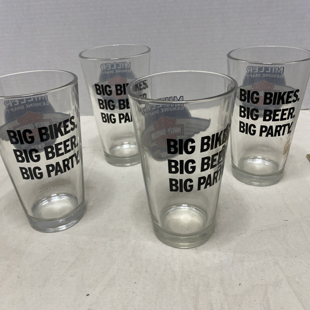 Miller Genuine Draft Harley Davidson 95th Anniversary Pint Beer Glass Set Of 4