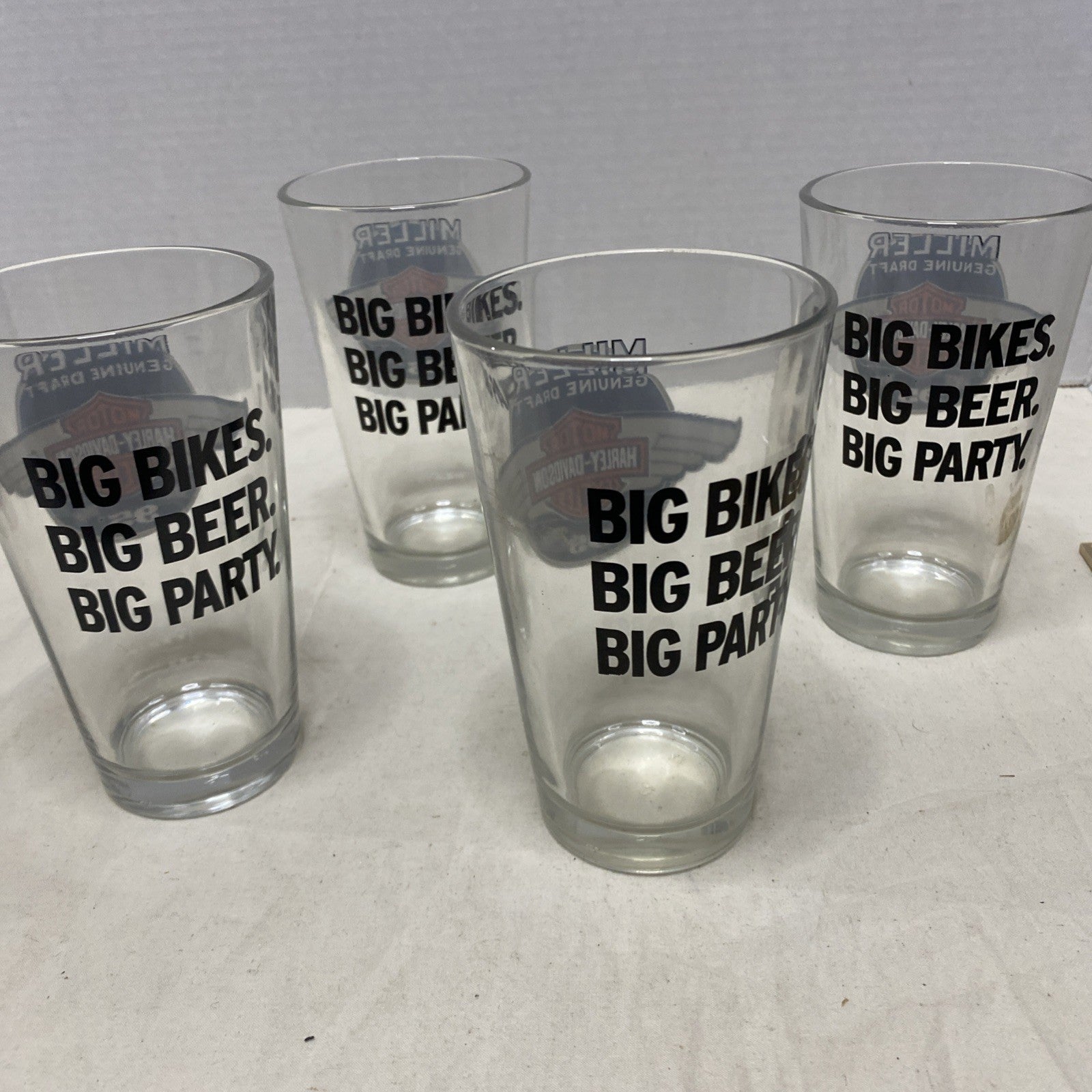 Miller Genuine Draft Harley Davidson 95th Anniversary Pint Beer Glass Set Of 4
