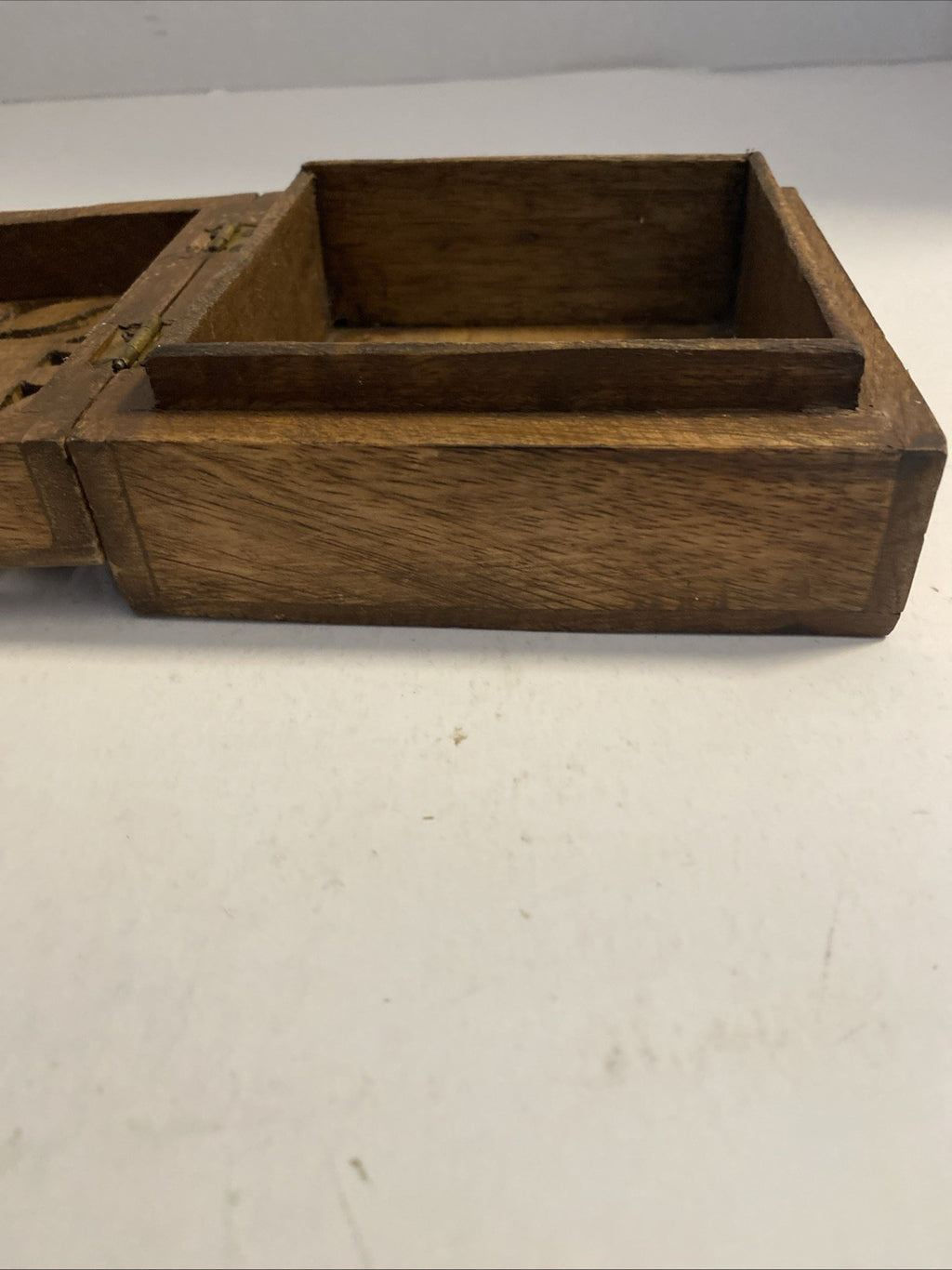 Vintage Hand Crafted Wooden Keepsake Box 5” x 5” x 2.25”