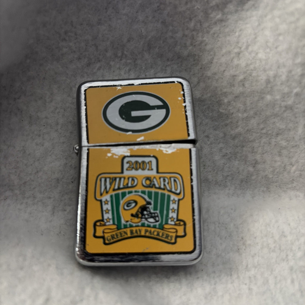 Zippo Lighter Nfl Green Bay Packers 2001 Wildcard Used Lid Does Not Close Comple