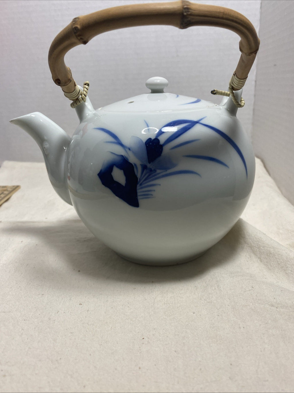 Oriental Blue Bamboo Flower  Teapot