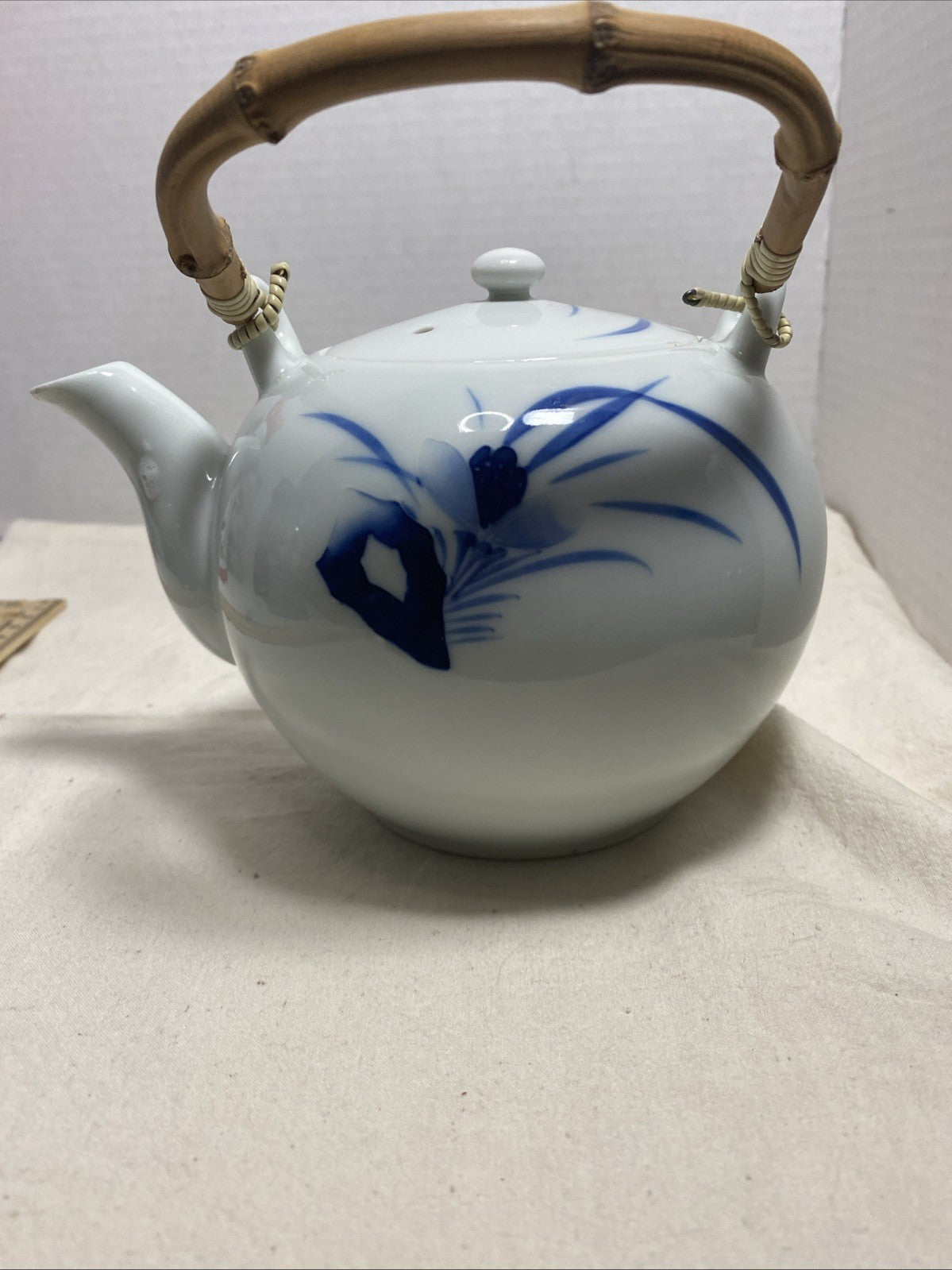 Oriental Blue Bamboo Flower  Teapot