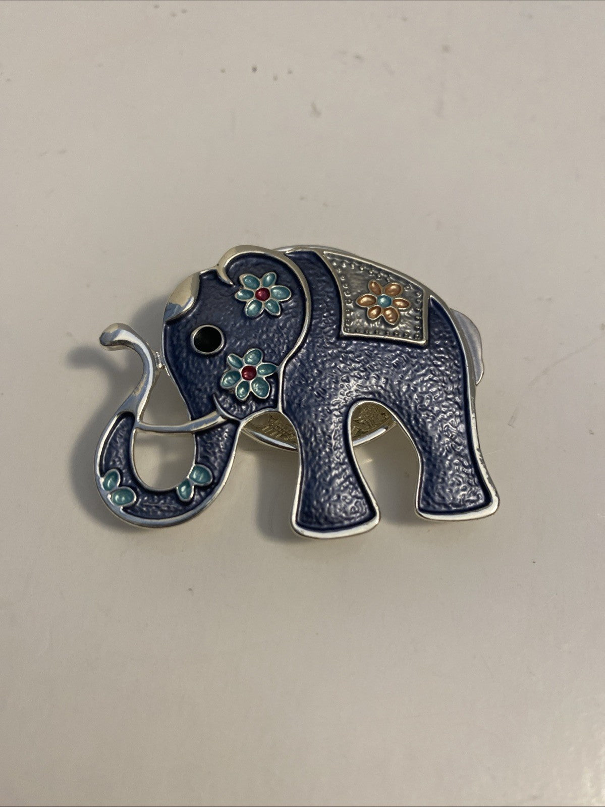 Elephant Pin Magnetic Brooch 2" Enamel Flower Luck Animal Brooches Multicolored
