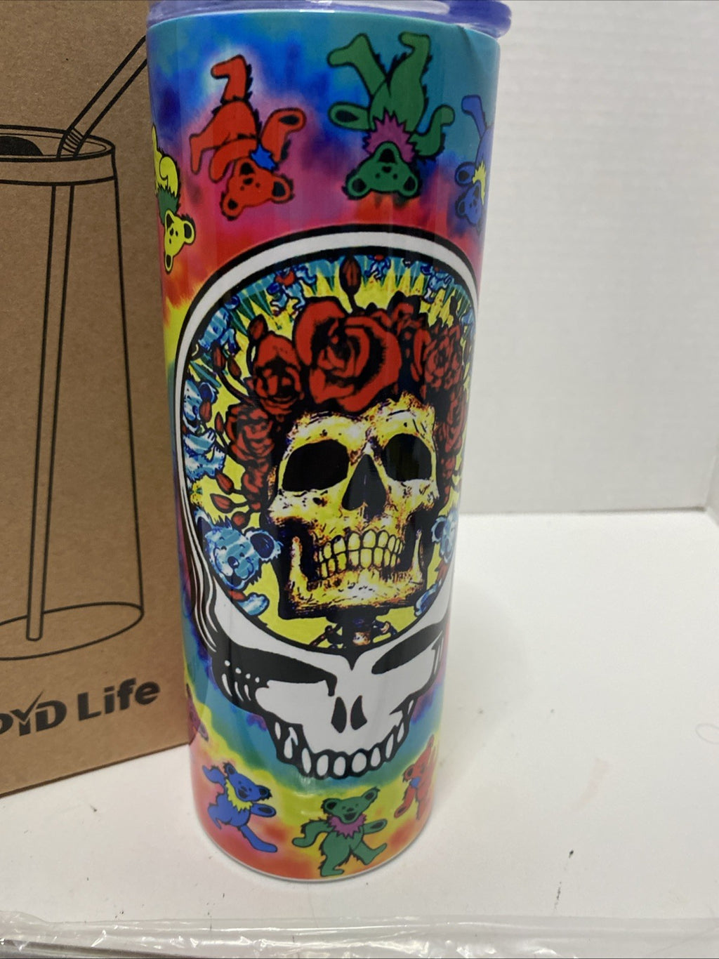PID Life 20 Oz Sublimation Tumbler ￼ Grateful Dead metal straw
