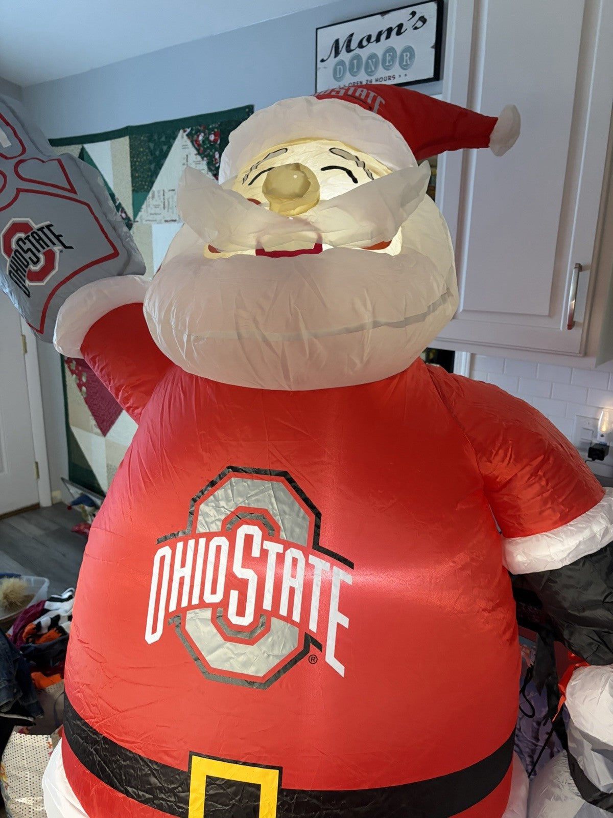 7' Air Blown LED Inflatable NCAA Ohio State University Buckeyes Santa Claus