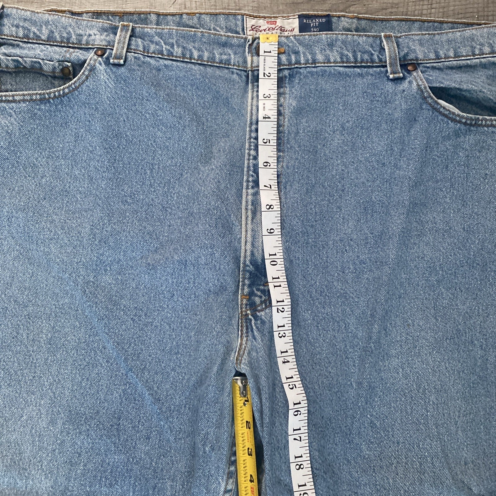 Levis 540 Jeans Vintage Relaxed Fit Size 50x30 Brown Tab Mens Blue Denim