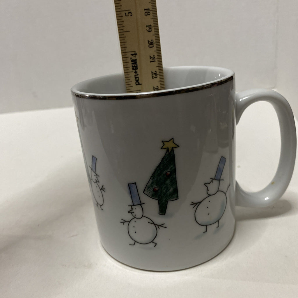 Eddie Bauer Ceramic Snowman & Christmas Tree Mug Coffee Tea