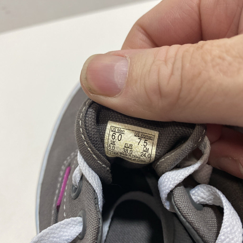 Pink And Grey Low Top Athletic Vans. Men 6 Women 7.5