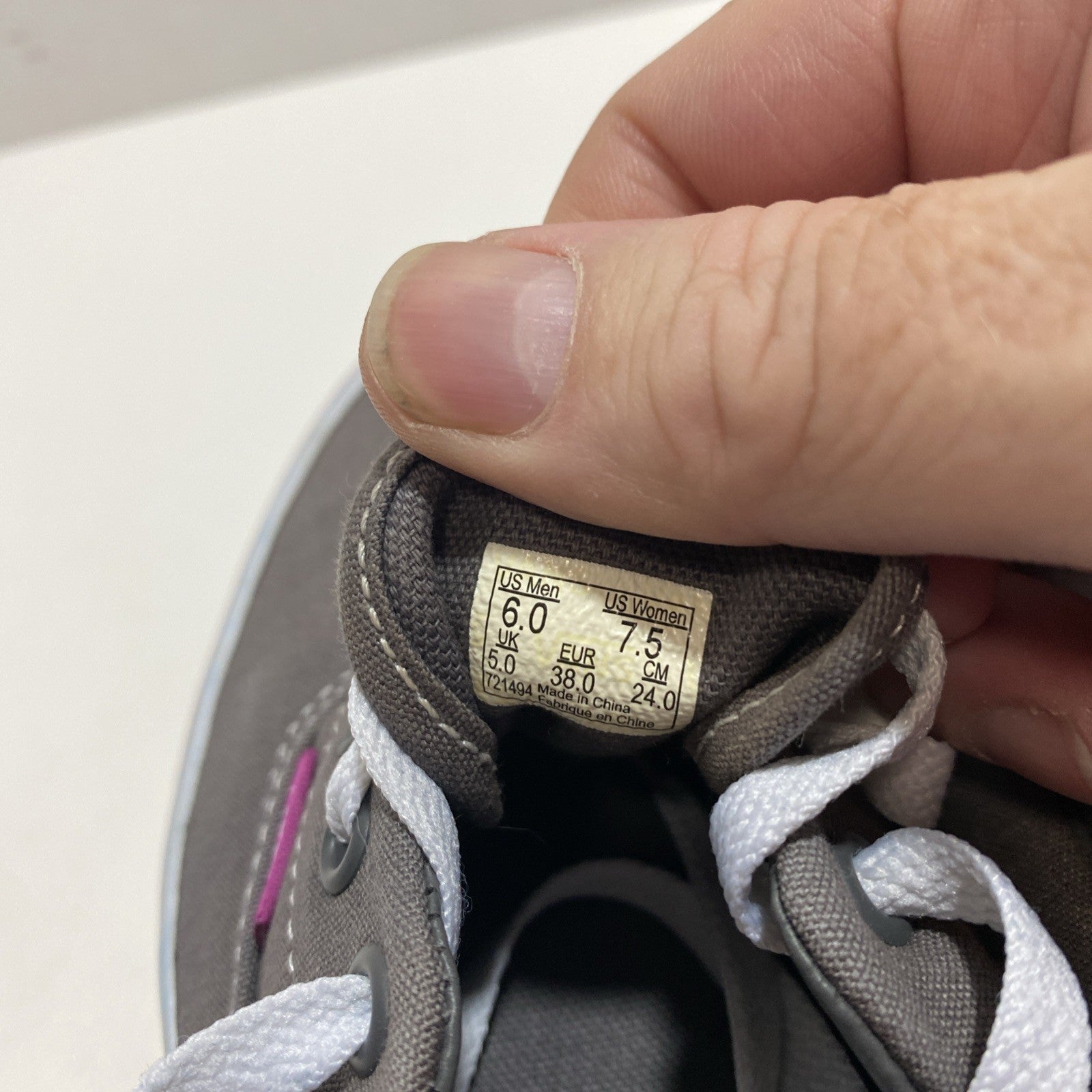 Pink And Grey Low Top Athletic Vans. Men 6 Women 7.5