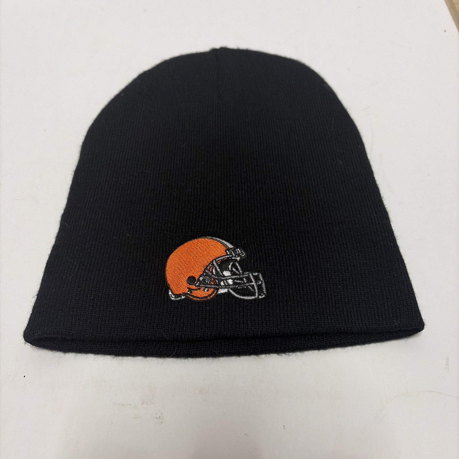 NFL Team Apparel Cleveland Browns Uncuffed Black Beanie Skull Winter Hat