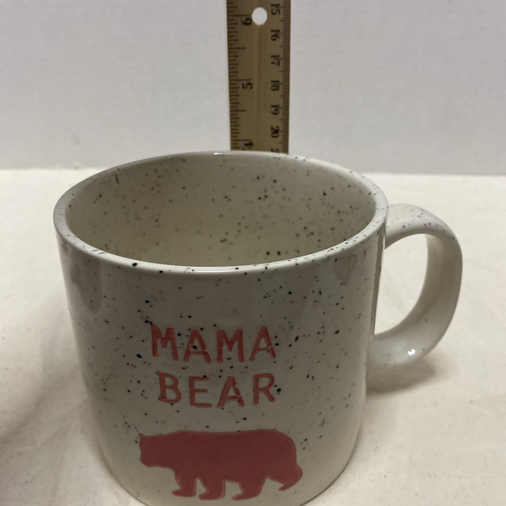 Coffee Cup Mug Mama Bear Mother Mama  Pink Speckled Beige