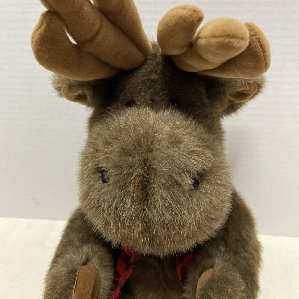 Hallmark Lumberjack Moose Stuffed Animal Plaid Vest Boots Winter Plush VTG 14"