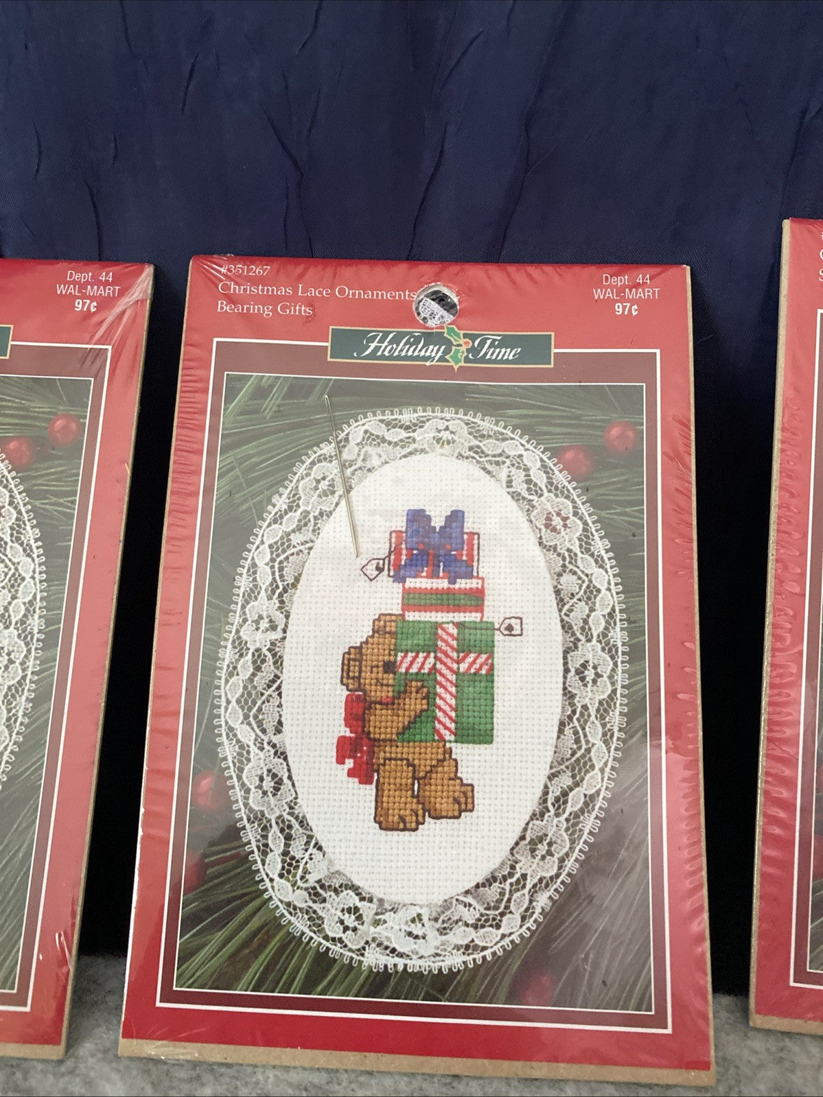 NEW Christmas ORNAMENTS Cross Stitch Kits Lot of 4Leisure Arts Angel Bear Train