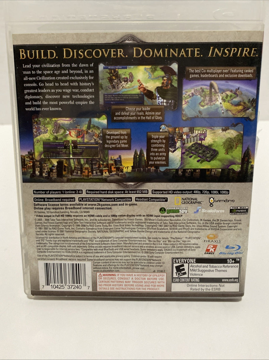 Sid Meier's Civilization Revolution (Sony PlayStation 3, 2008) PS3 with Manual