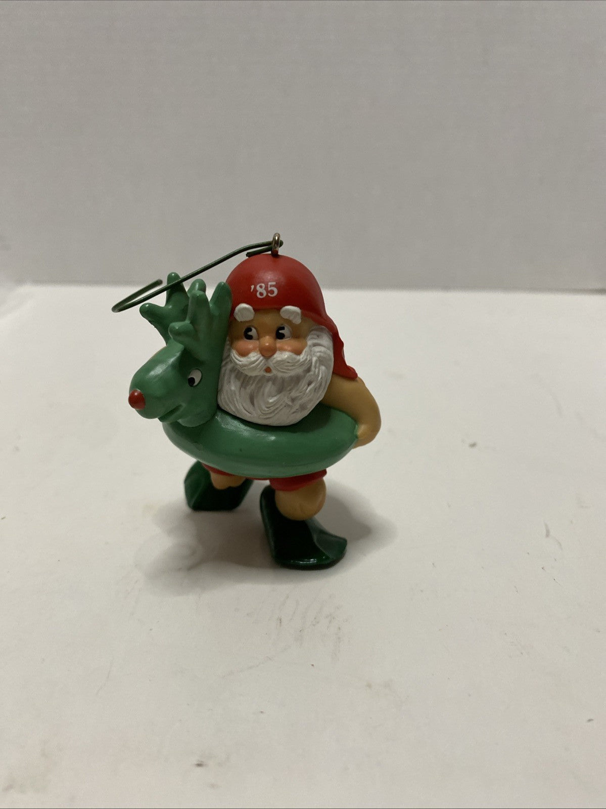 Hallmark Tree Ornament 1985 Santa & Flippers With Reindeer Inner tube