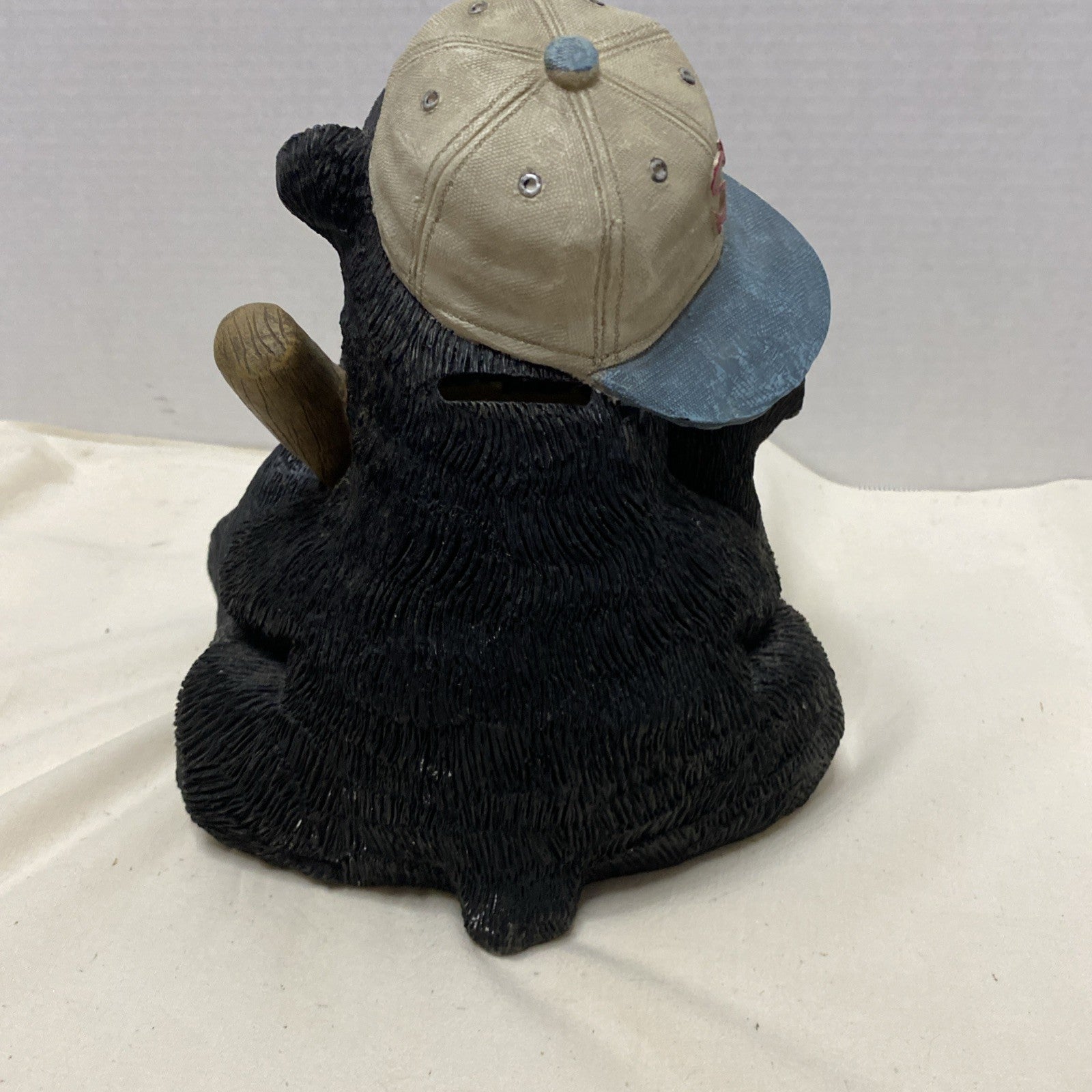 BLACK BEAR Heavy BASEBALL PLAYER With Ball Bat Cap BANK
