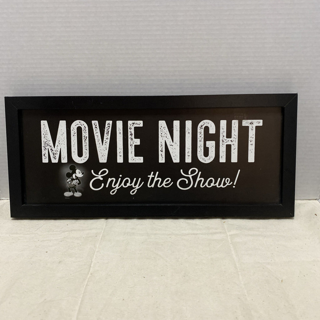 Disney Mickey Mouse Movie Night Home Theater Distressed Wall Decor Wood Sign