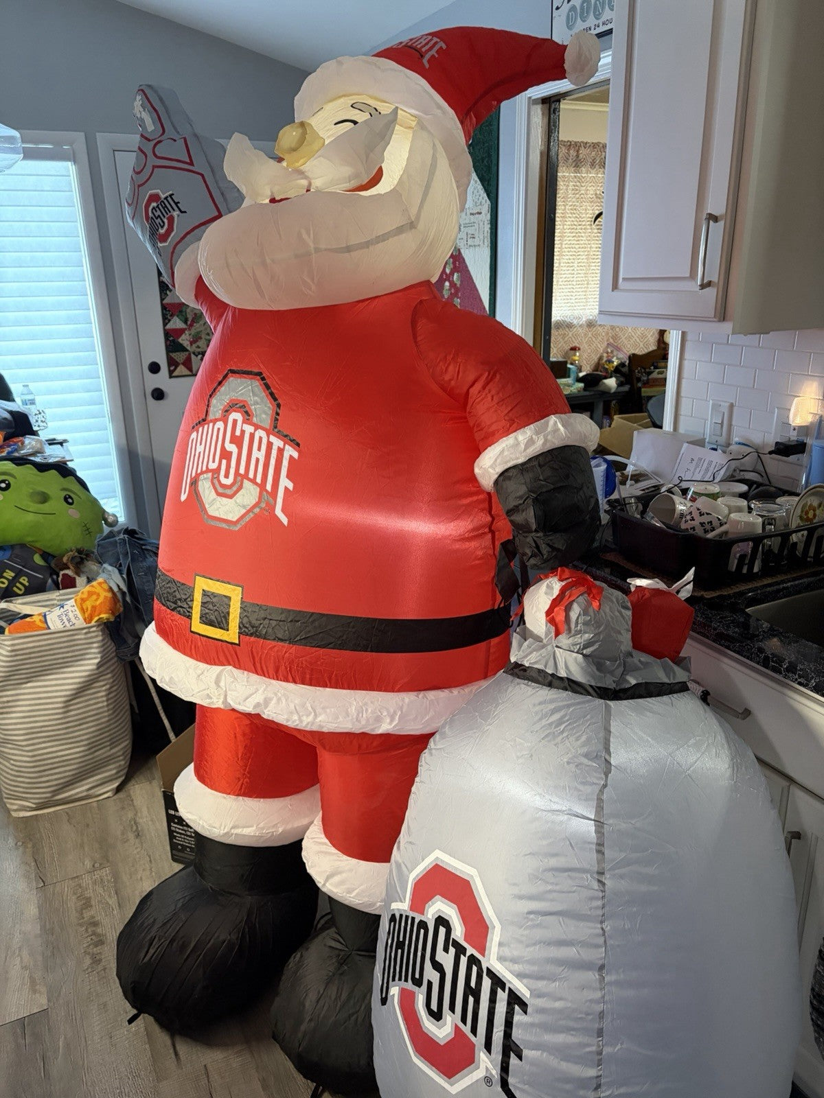 7' Air Blown LED Inflatable NCAA Ohio State University Buckeyes Santa Claus