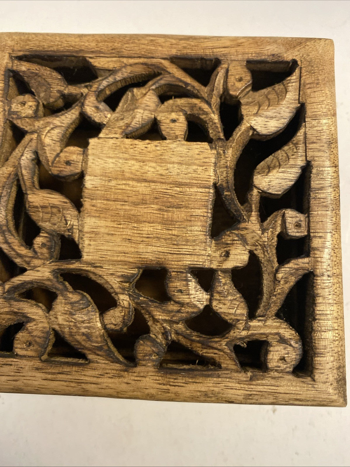 Vintage Hand Crafted Wooden Keepsake Box 5” x 5” x 2.25”