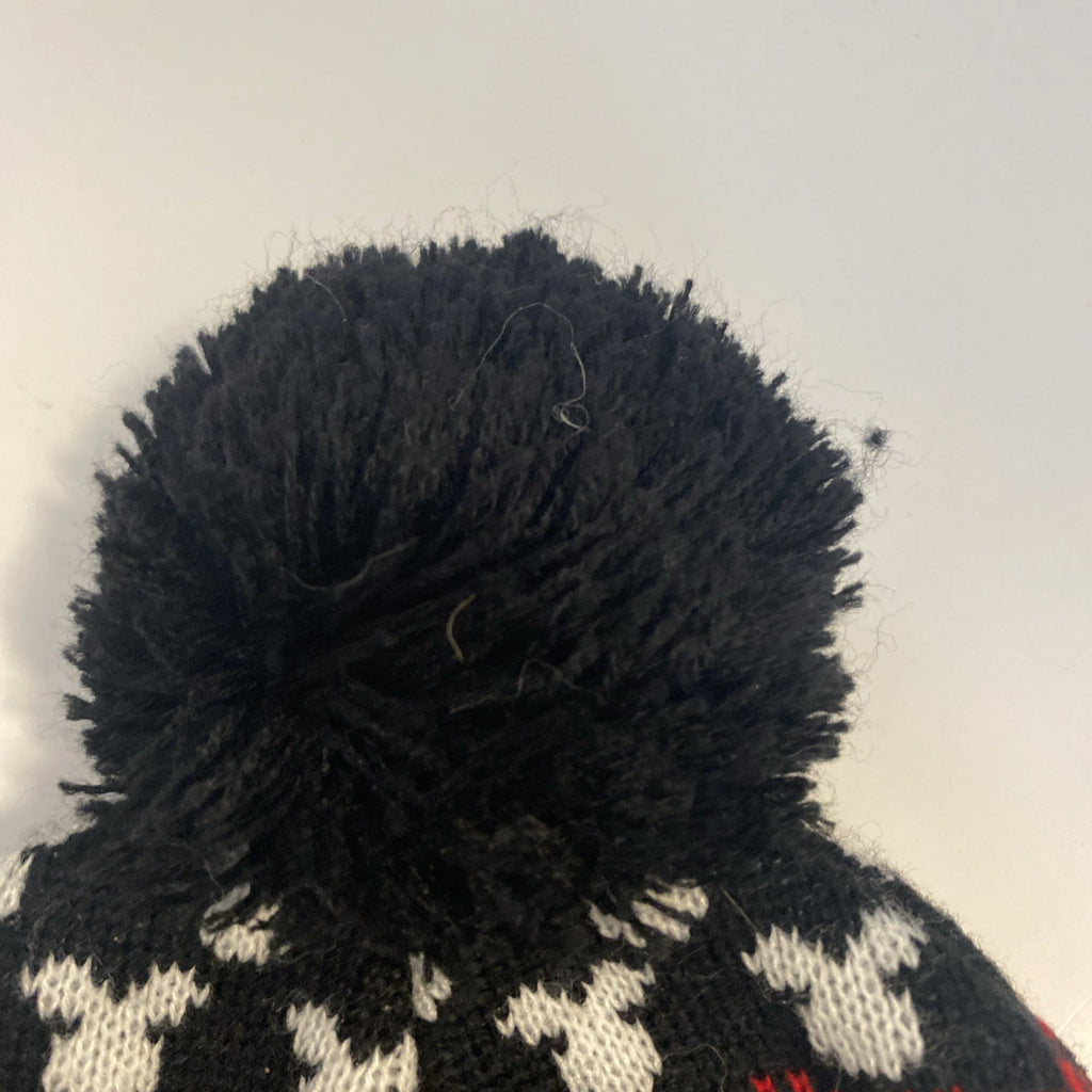 Disney Mickey Mouse beanie with pom-pom red sequence black-and-white knit cap