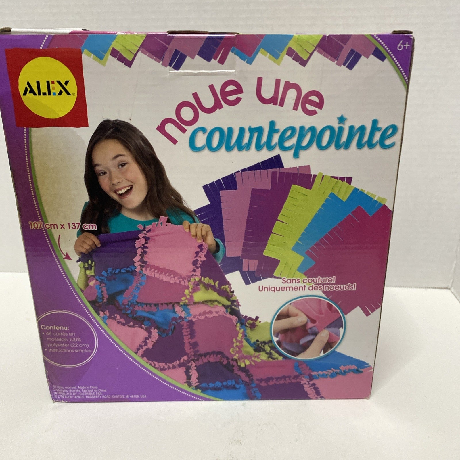 Alex Brands Knot a Quilt Kit 42" x 54" No Sew DIY Craft New