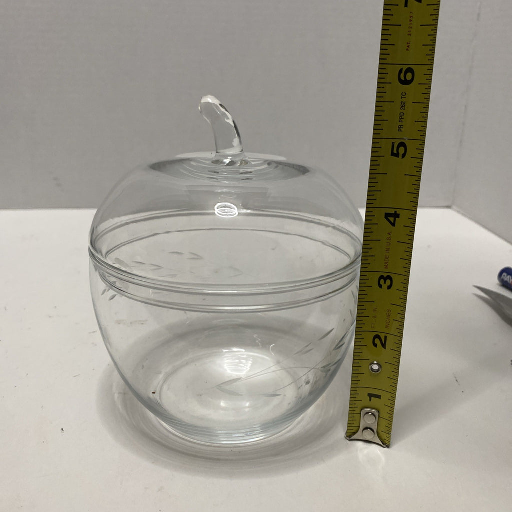Vintage Etched Glass Apple Jar