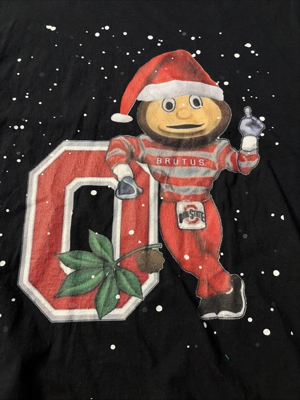Brutus Buckeye Ohio State University Christmas T-Shirt XL Black Short Sleeve