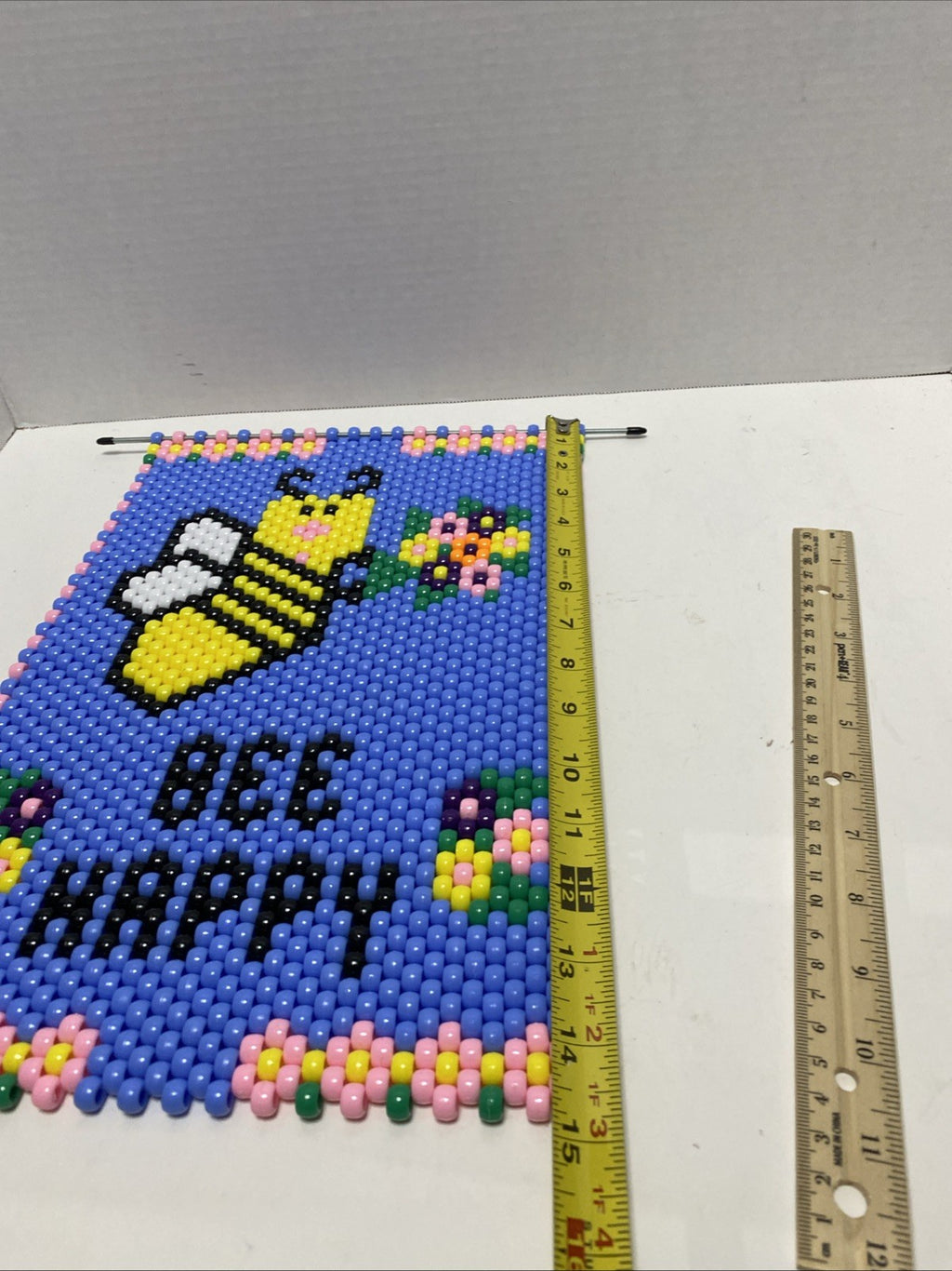 The Beadery BEADED BANNER “Be Happy” Complete Picture With Hanger