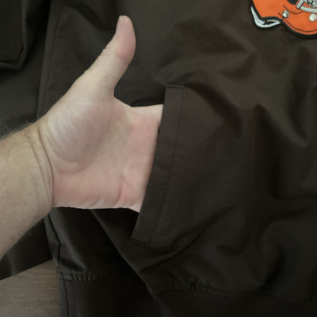 Cleveland Browns NFL V Neck Pullover Windbreaker Mens XL Pullover Side Zip