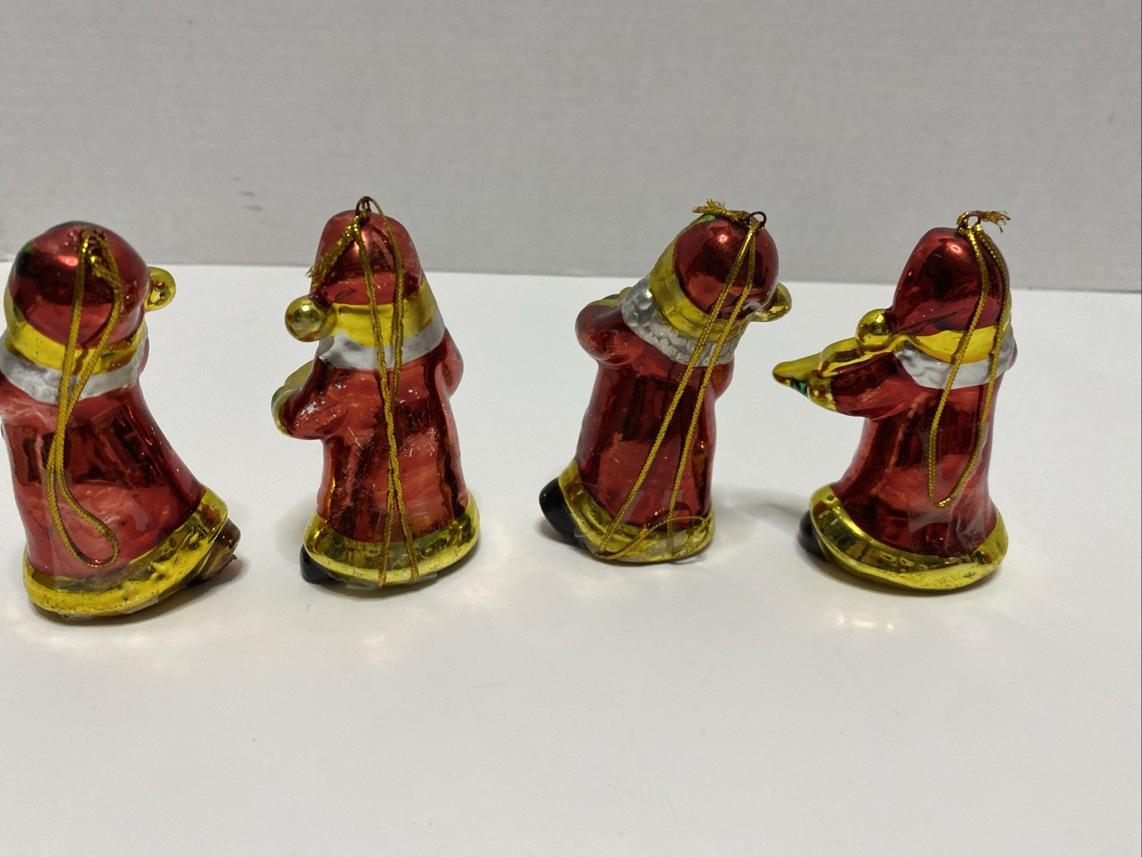 Christmas Tree Santa Claus Ornaments Playing Instruments Set Of 4 Small 3"