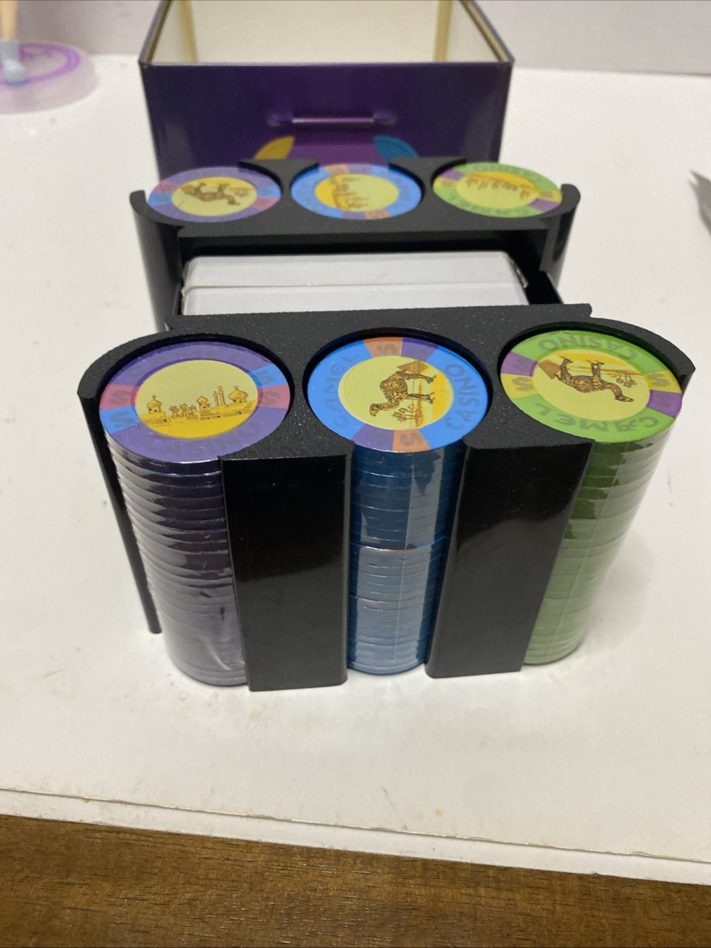 Joe Camel Casino Poker Set Original Tin Box, Both Cards/Chips Still In Wrap Rare