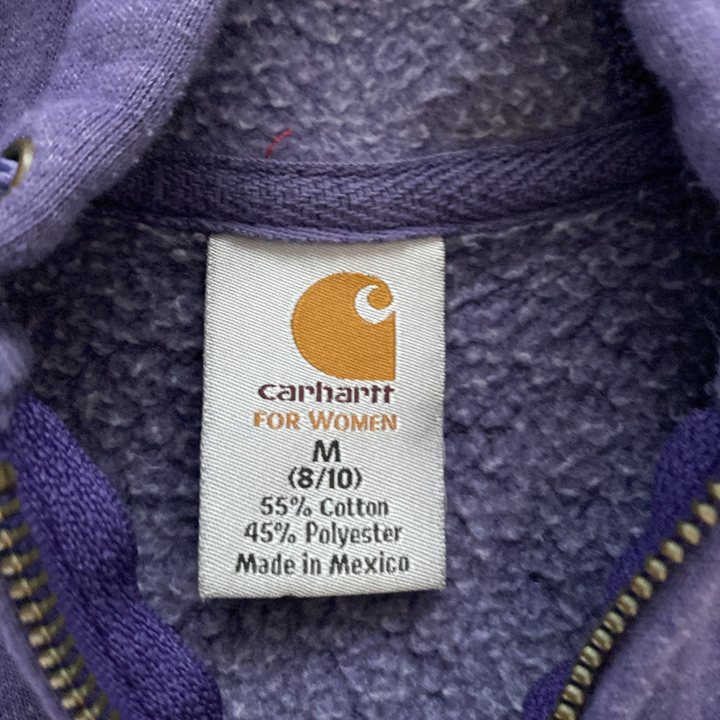 Carhartt Womans Medium 8/10 Full Zip Hoodie Purple W/Pink Writing