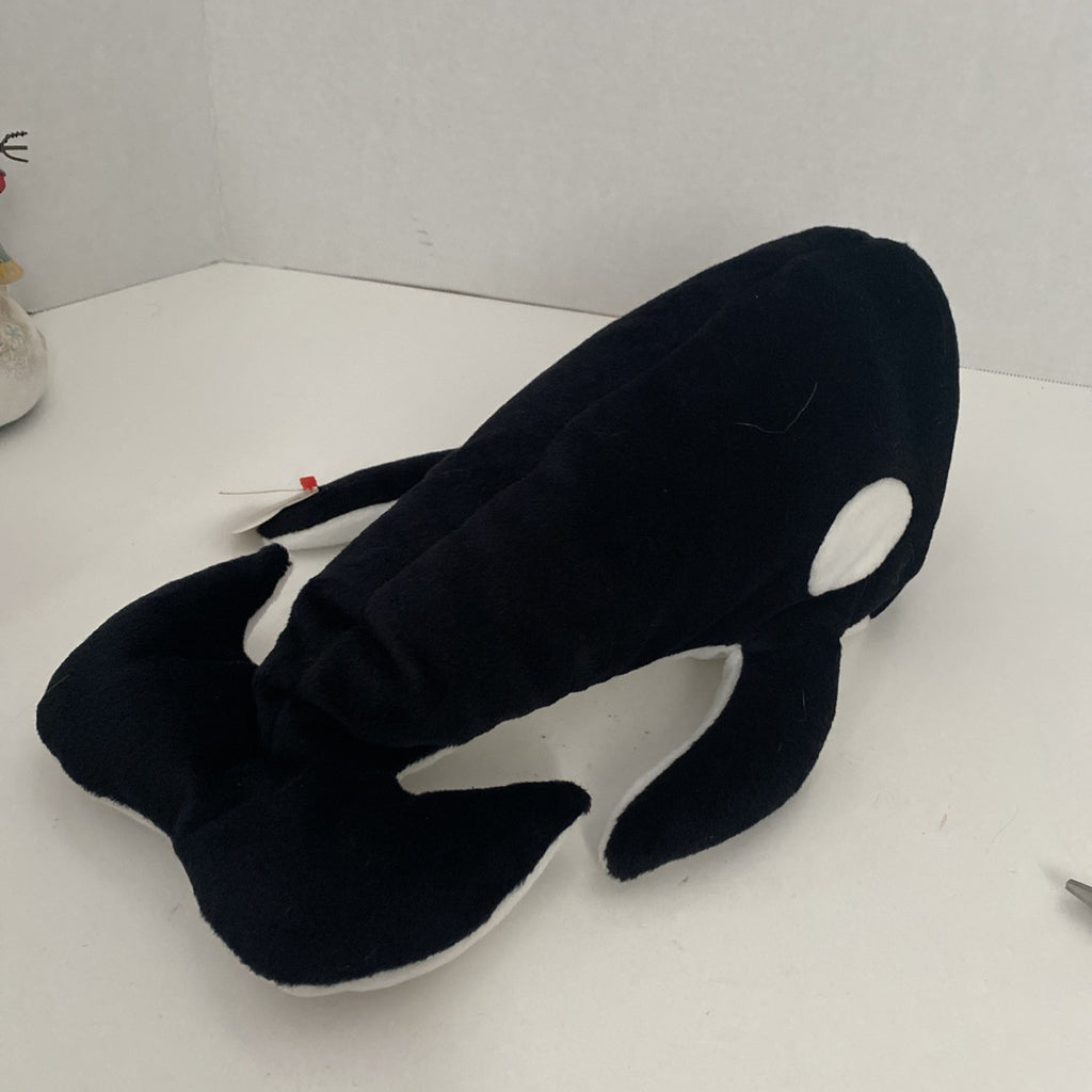 Ty Pillow Pals Tide The Whale Stuffed Plush Orca Killer Whale 14" 1997