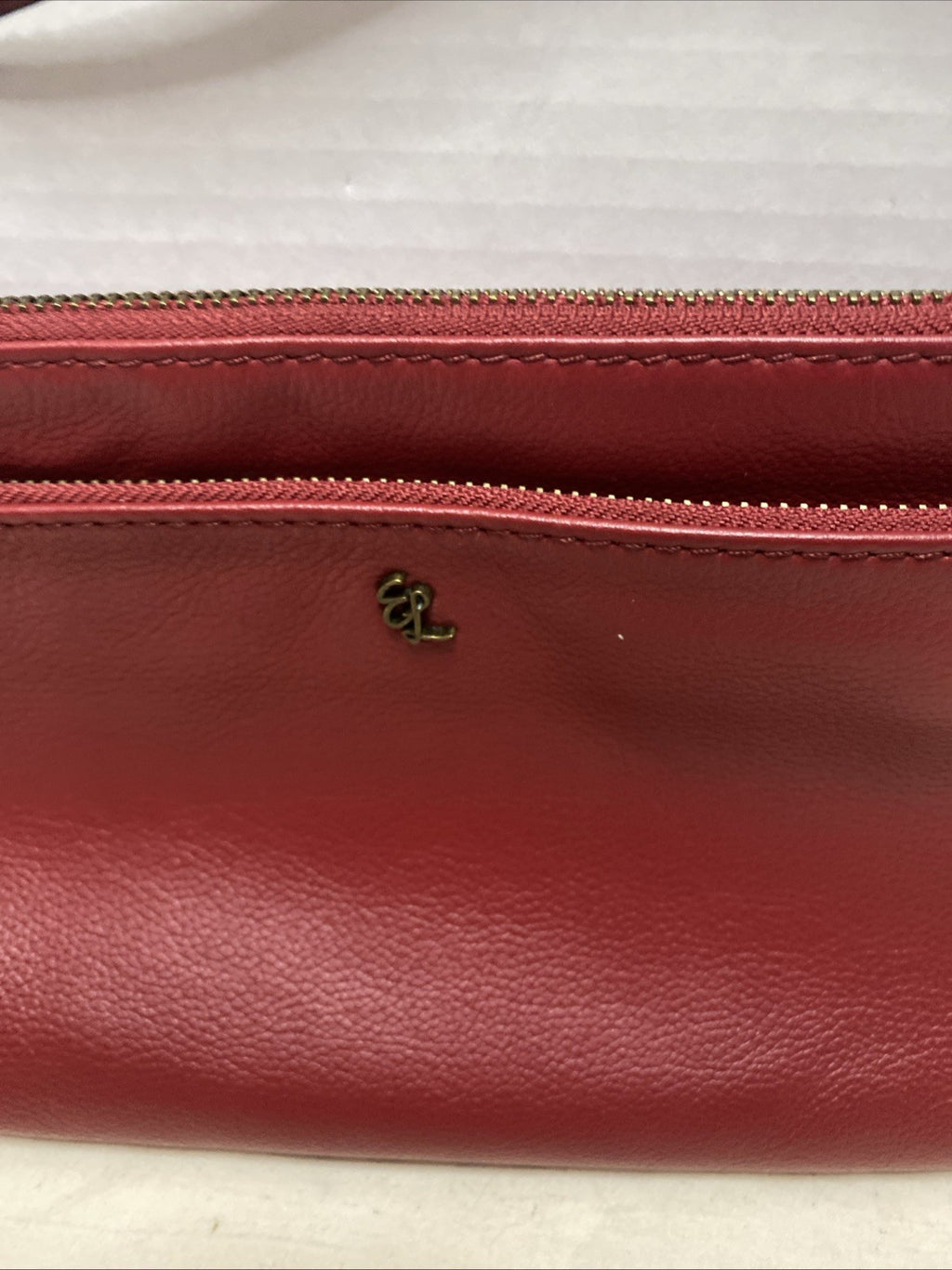 Elliott Lucca Red Leather Removable Strap Clutch/ Crossbody/ Shoulder Bag 7x11"
