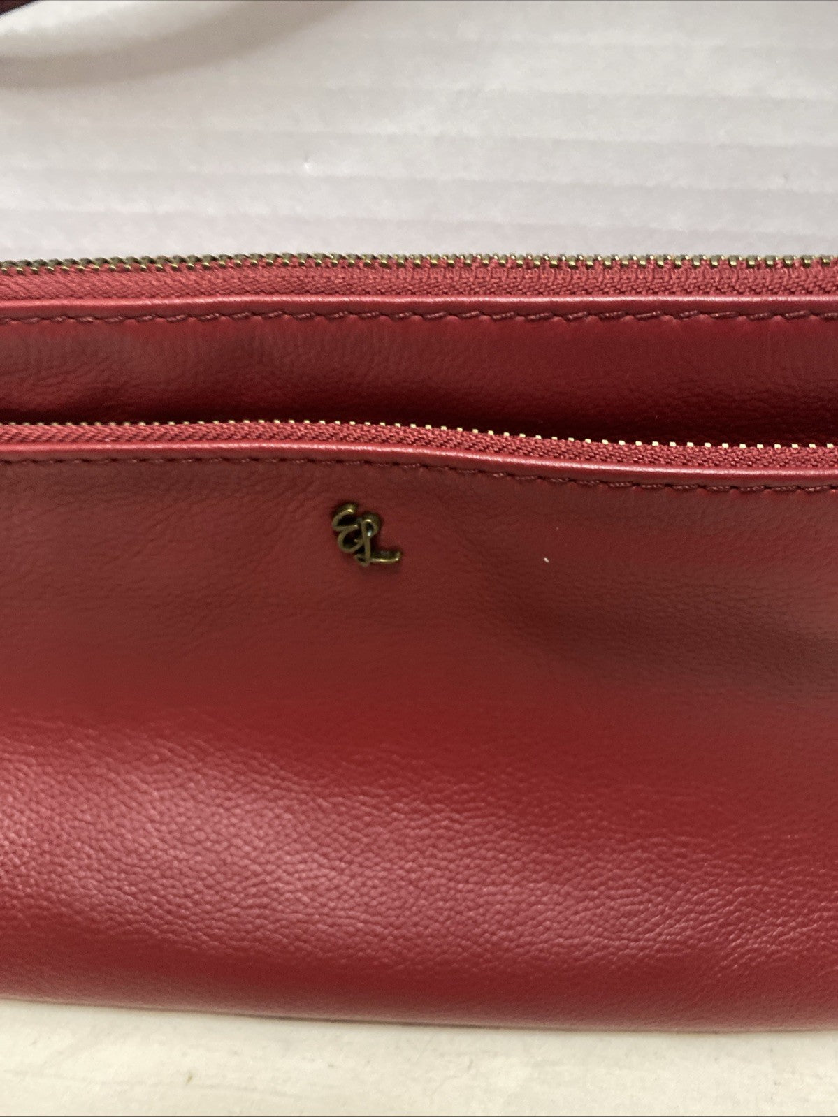 Elliott Lucca Red Leather Removable Strap Clutch/ Crossbody/ Shoulder Bag 7x11"
