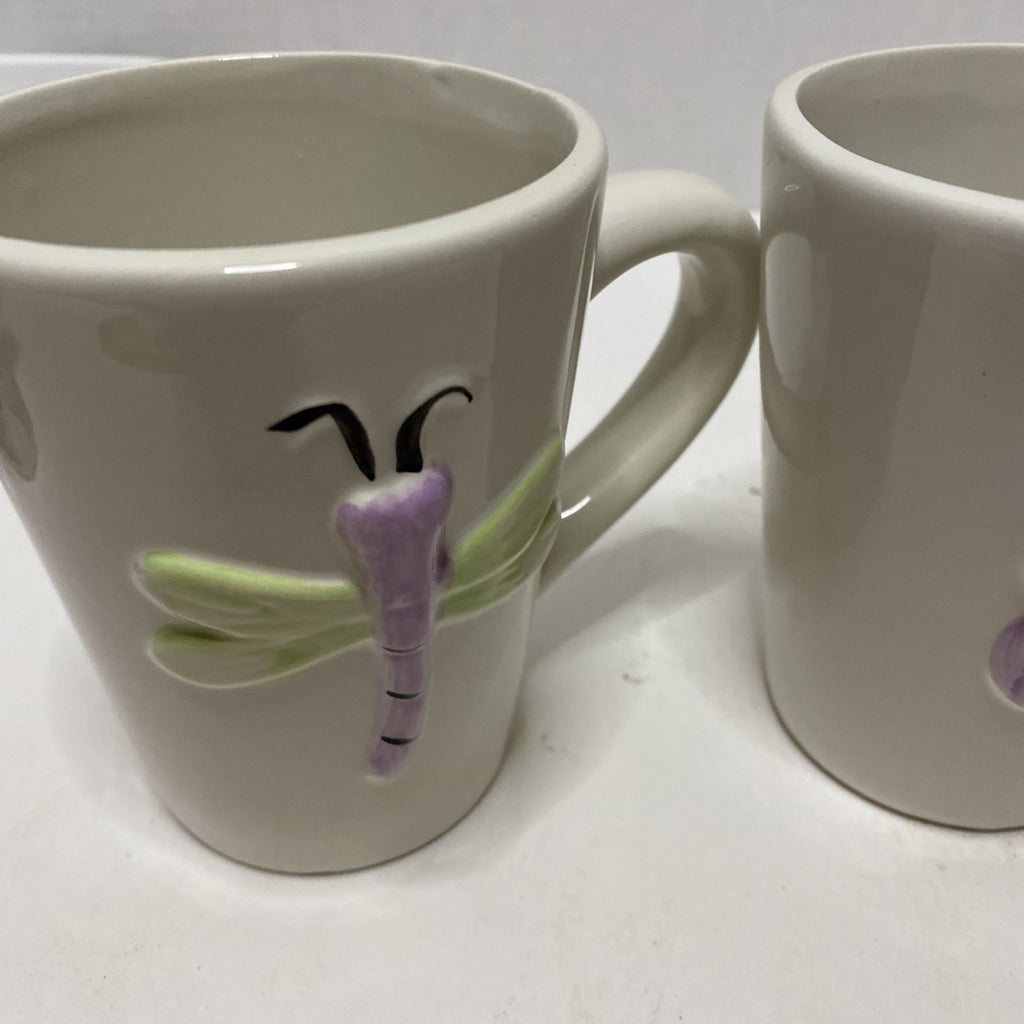 Set Of 3 Bug Mugs, Butterfly, Bee, Dragonfly