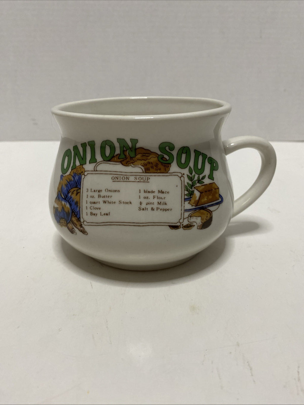 Vintage Onion Soup Recipe Bowl with Handle Made in China