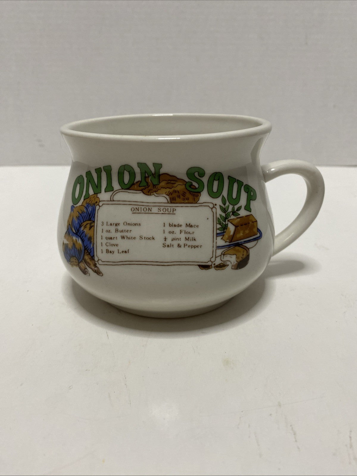 Vintage Onion Soup Recipe Bowl with Handle Made in China