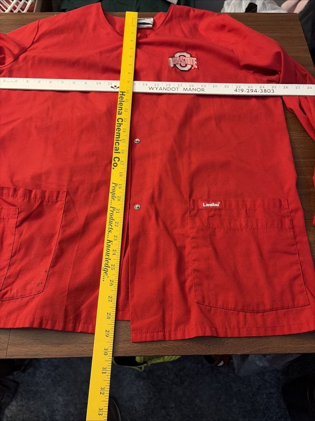 OHIO STATE Large lab jacket Buckeyes tunic w/ snaps Landau scrubs OSU pockets