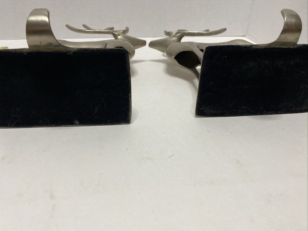 Pottery Barn Pewter Stocking Holder Reindeer Deer Hanger Pair Heavy