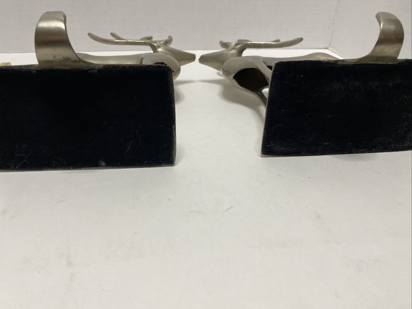 Pottery Barn Pewter Stocking Holder Reindeer Deer Hanger Pair Heavy