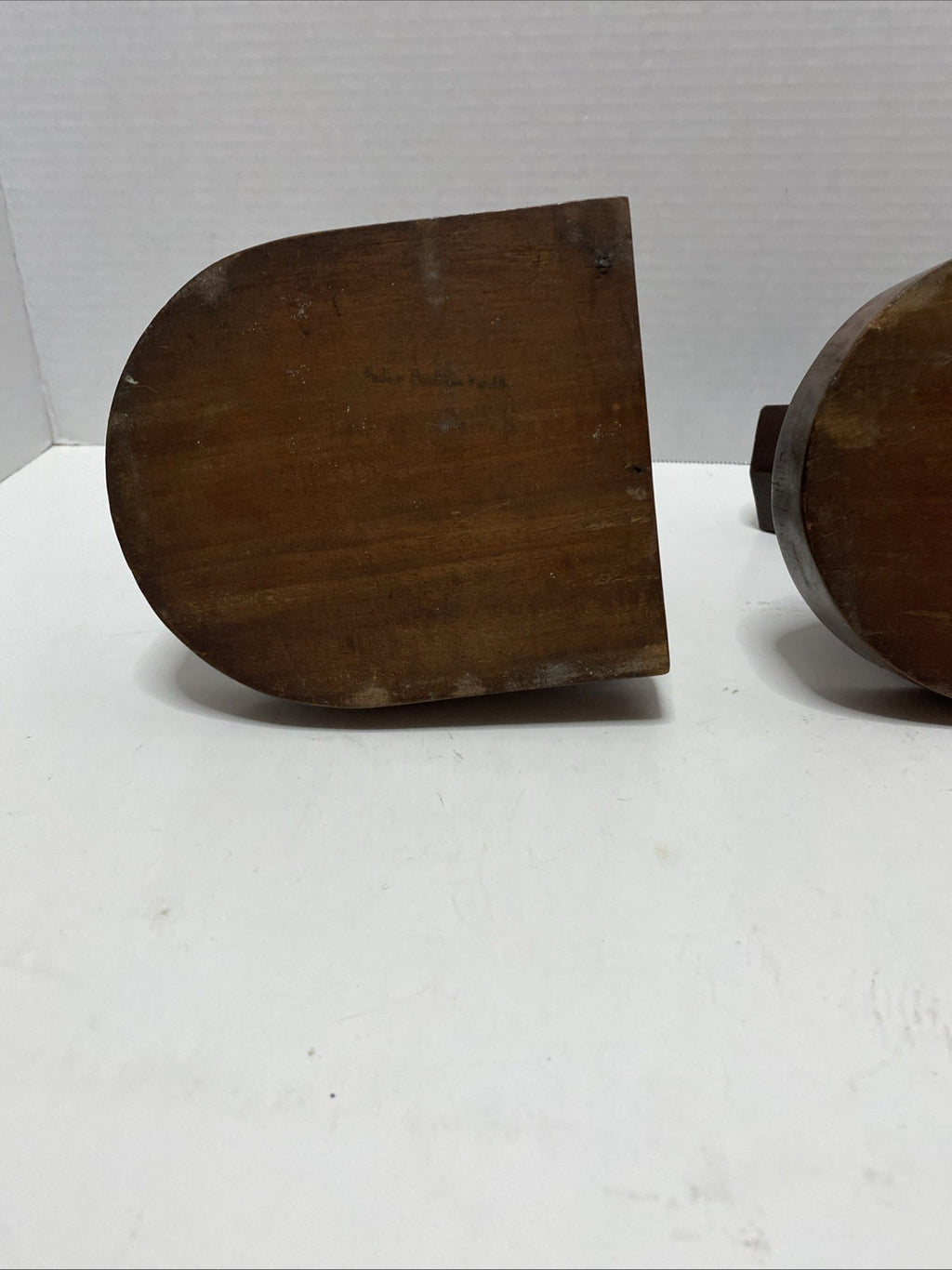 Vintage Hand Carved Wooden Monk Bookends Mid century dark wood christian hermit