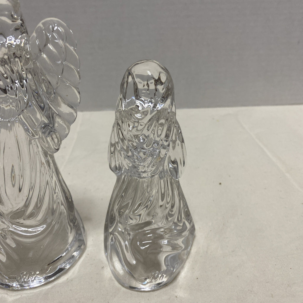 Princess House Nativity Set Lead Crystal Lot 3 Vintage Glass Standing Angel Pray