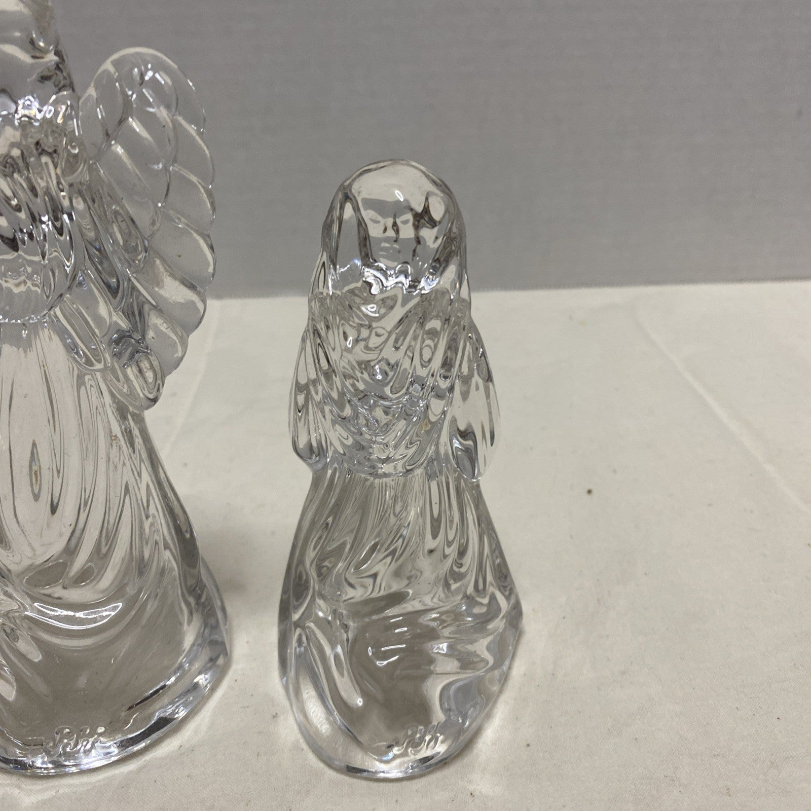 Princess House Nativity Set Lead Crystal Lot 3 Vintage Glass Standing Angel Pray