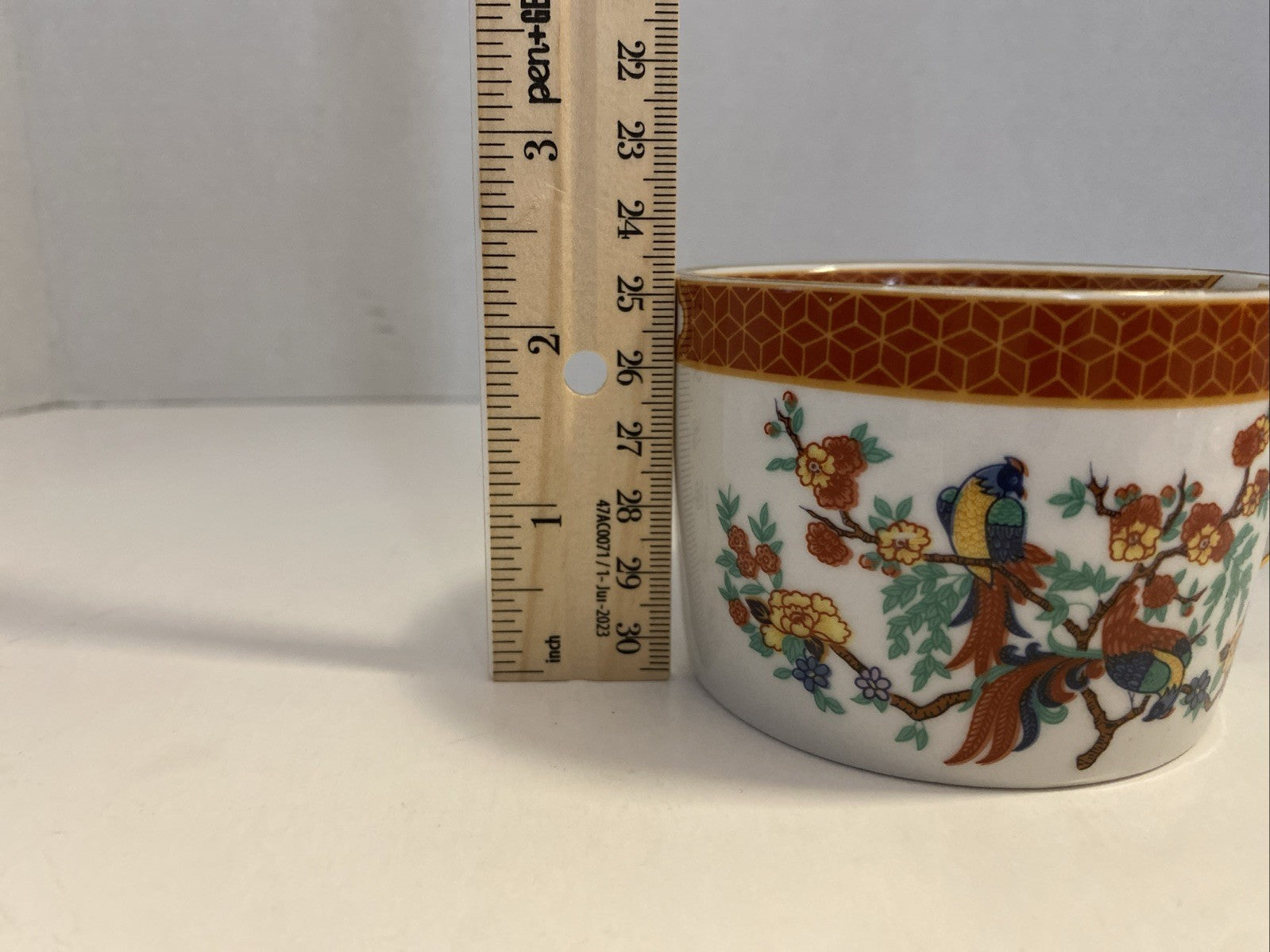 Liling Fine China Imperial Garden Coffee Cup Asian Bird Multicolor flower design