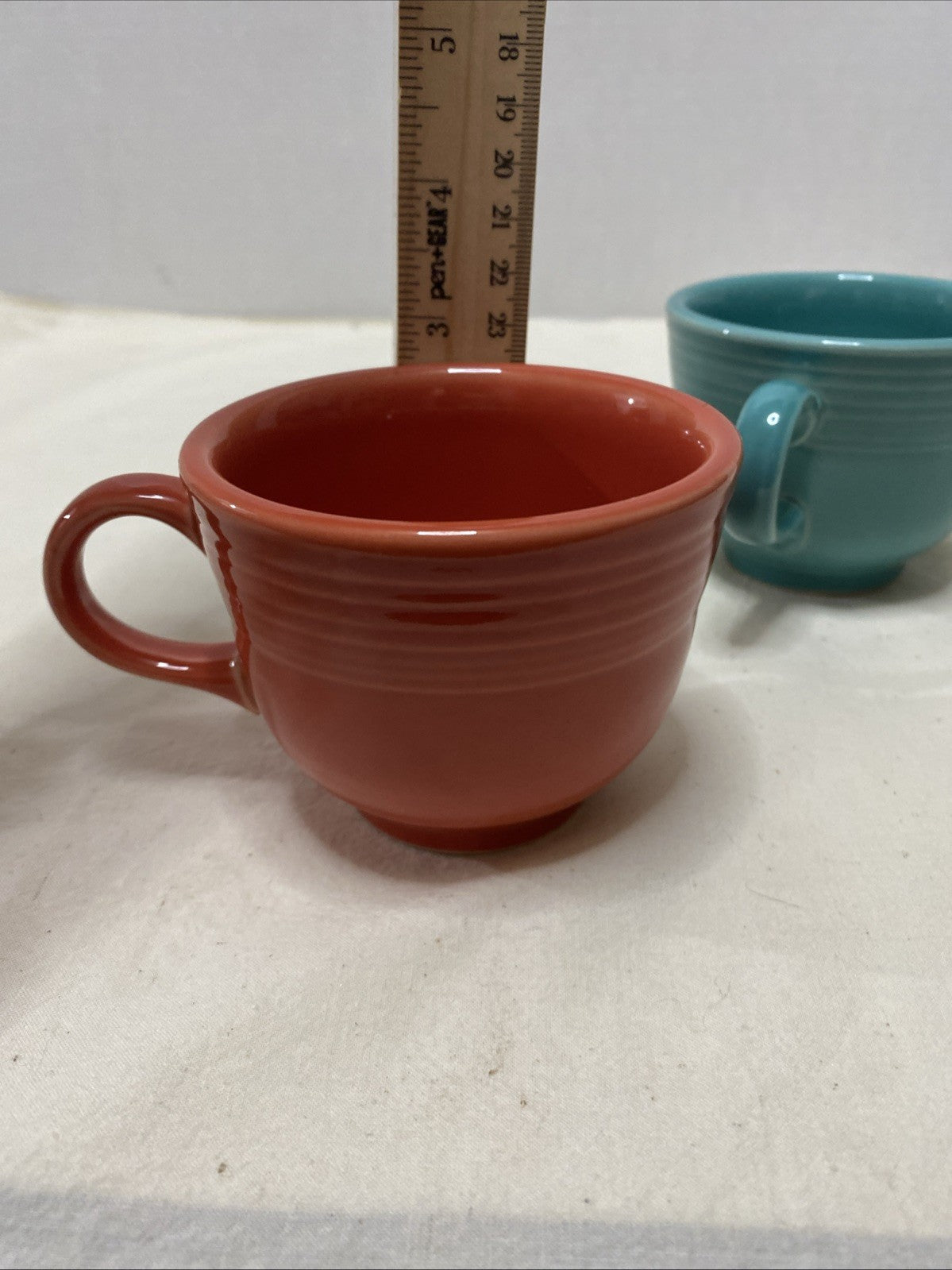 Fiesta Art Deco Teal, Orange Coffee Tea Cup 7.75 oz Durable Fiestaware